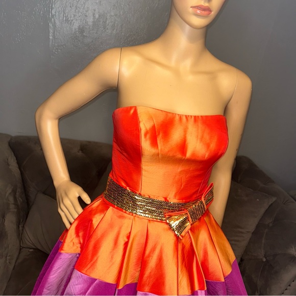 Love 16 Tangerine, Purple & Red Full Corset Strapless Prom Dress Size 02 - Picture 5 of 16